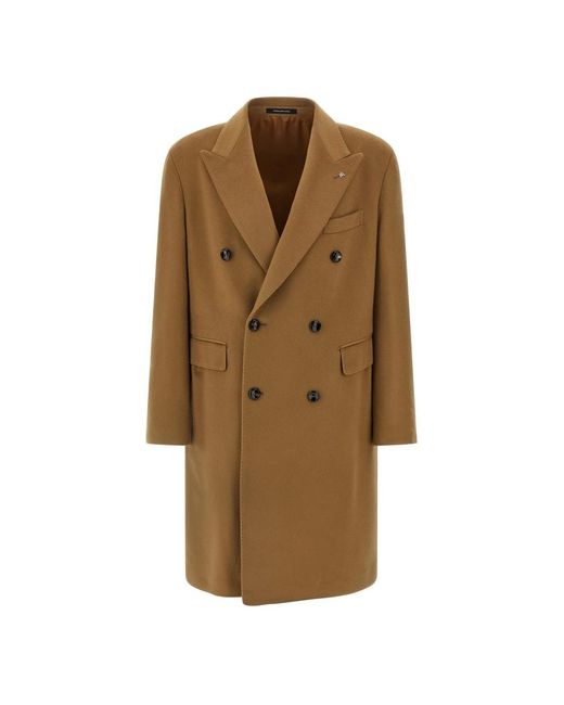 Tagliatore Brown Double-Breasted Coats for men