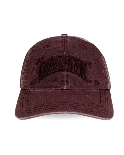 Ganni Red Baseball Cap