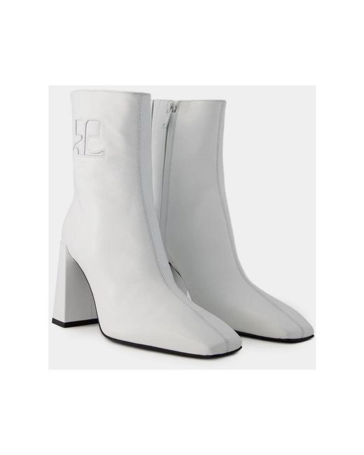Courreges Gray Pumps,heeled boots,weiße leder stiefeletten