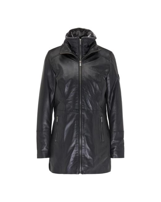 carlo colucci Black Long Donatella Leather Jacket