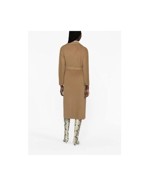 Max Mara Natural Brauner Wollmantel Mit Gürtel