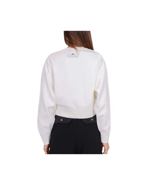 Elisabetta Franchi White Weiße cropped sweatshirt mit maxi logo