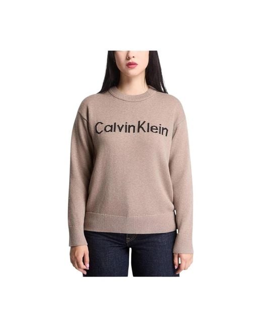 Calvin Klein Natural Round-Neck Knitwear
