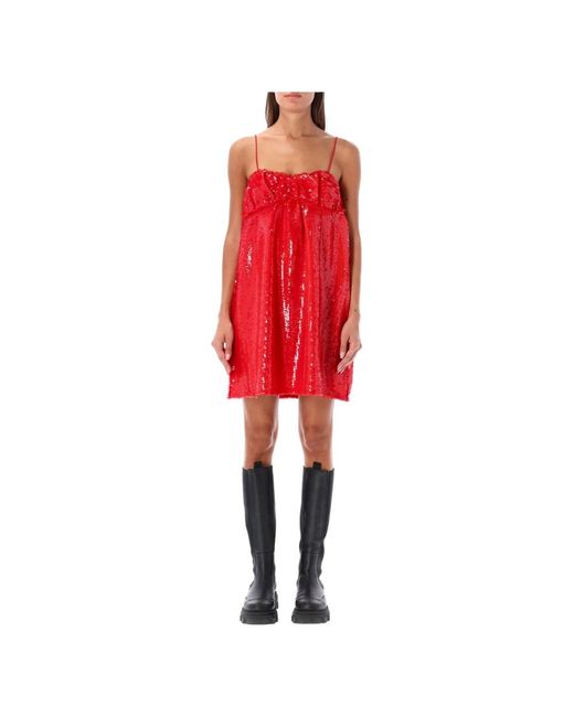 Vestito mini con paillettes di Ganni in Red