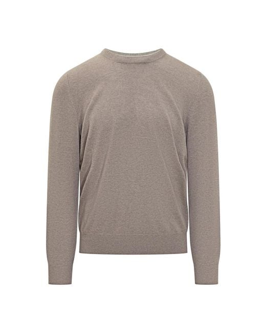 Brunello Cucinelli Gray Round-Neck Knitwear for men