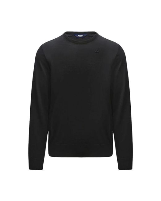 K-Way Merinowolle Langarm Pullover in Black für Herren