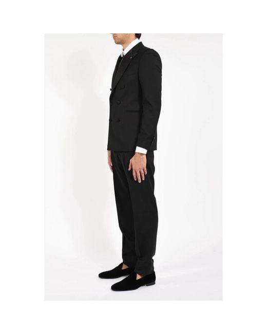 Tagliatore Black Double Breasted Suits for men