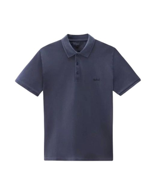 Woolrich Blaues polo-shirt mit besticktem logo in Blue für Herren