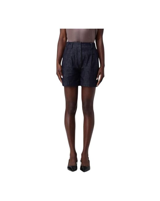 Brunello Cucinelli Blue Blaue Denim Plissee Shorts