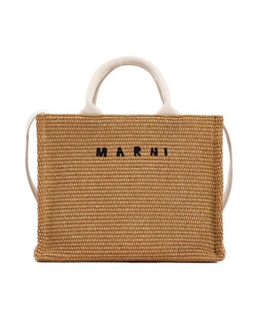 Marni Brown Chic Raffia Tote Handbag
