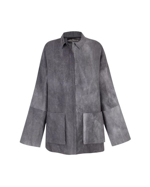 Cortana Jassen ,Grijs ,Wol Oversized Overshirt Met Kraag En Plooizakken in het Gray