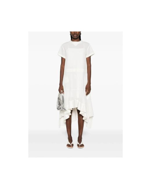 Sacai Midi Jurk in het White