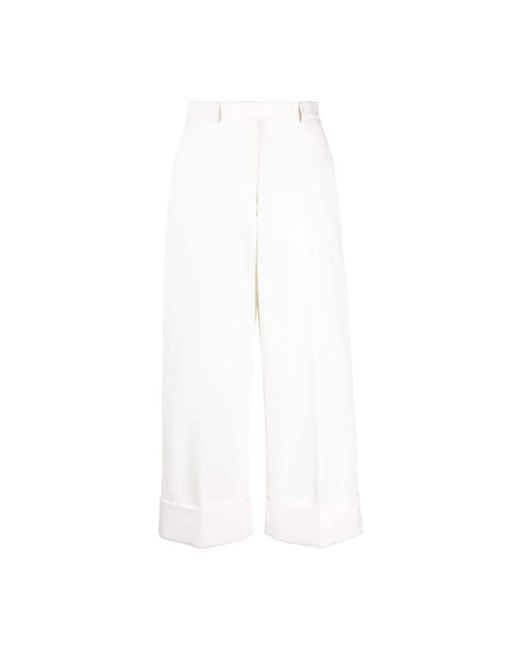 Thom Browne White Wide Trousers