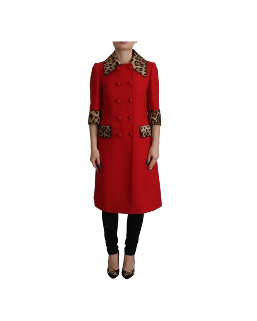 Dolce & Gabbana Red Double-Breasted Coats