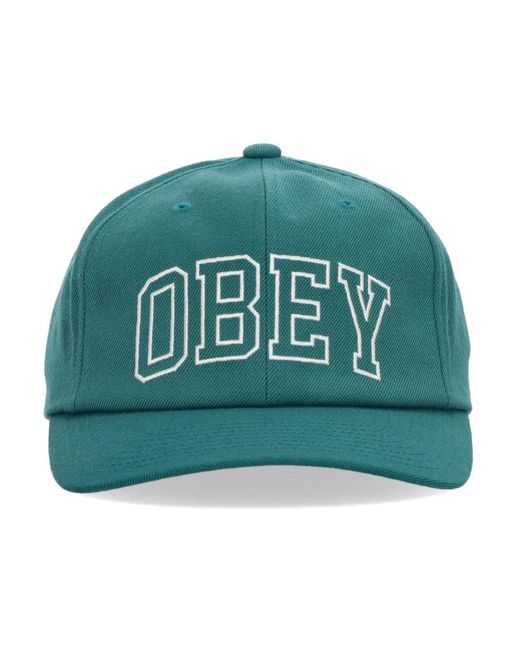 Obey Accessoires ,Groen ,Wol Klassieke Snapback Fanfare Gebogen Klep Pet in het Green voor heren