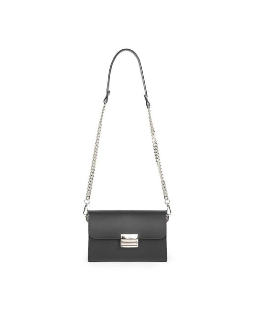 Borsa clutch in pelle nera con chiusura argento di John Richmond in White