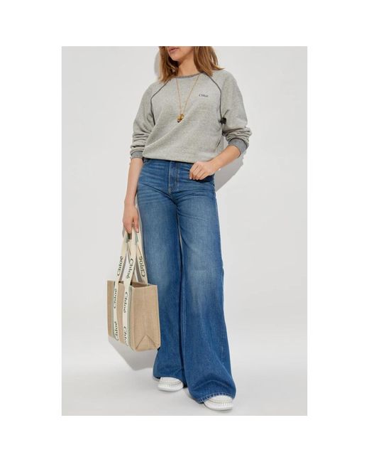 Chloé Gray Sweatshirt Mit Gesticktem Logo