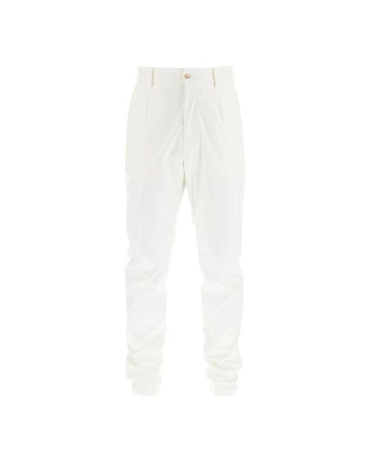 Pantaloni slim-fit in nylon lucido di Dolce & Gabbana in White