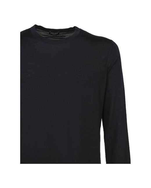 Zegna Blue Round-Neck Knitwear for men