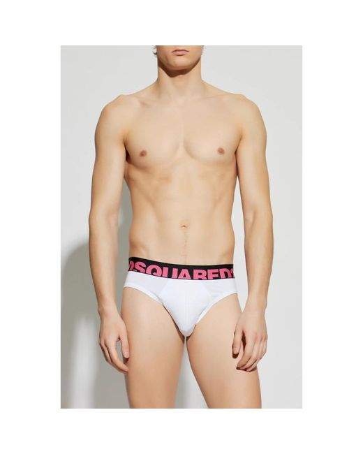 DSquared² Cotton Logo Briefs in het White voor heren