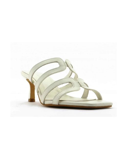 Carrano White Heeled Mules