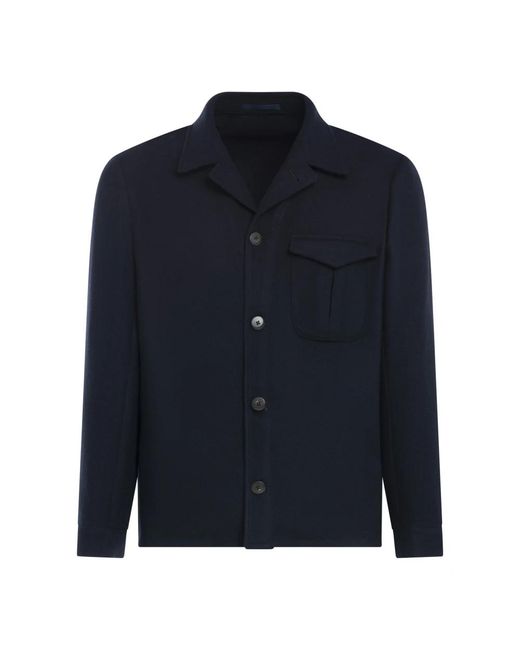 Franzese Collection Jassen ,Blauw ,Wol Stefano De Martino Kaban in het Blue voor heren