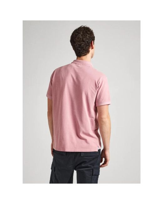 Pepe Jeans Baumwoll piqué kurzarm polo shirt in Pink für Herren
