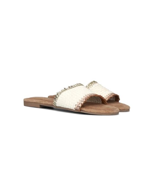 Lazamani White Stilvolle Leder Hausschuhe Mit Geflochtenem Band