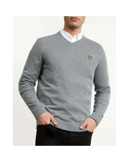 Lyle & Scott Gray V-Neck Knitwear for men