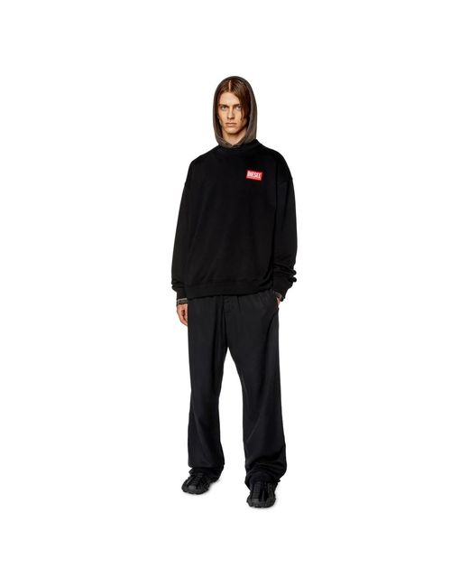 DIESEL Oversized sweatshirt mit logo patch in Black für Herren