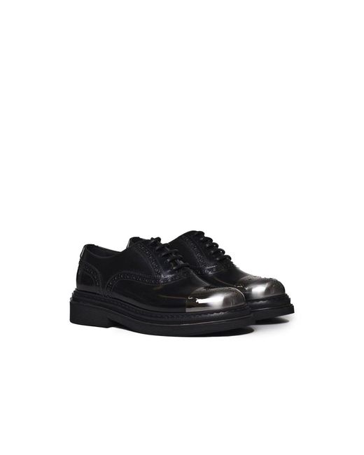 Dolce & Gabbana Schwarze flache schuhe mit baumwollmischung in Black für Herren