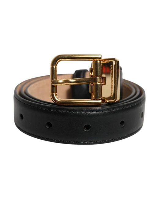 Dolce & Gabbana Black Schwarzer Ledergürtel Mit Logo An Der Taille