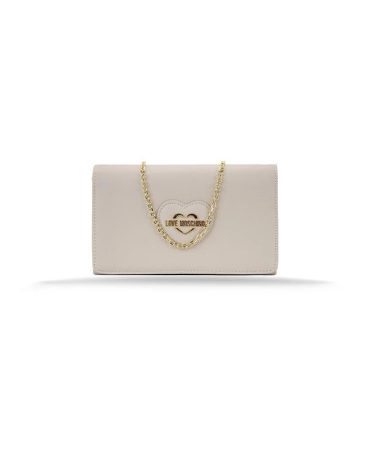 Moschino White Damen Schultertasche Magnetknopf