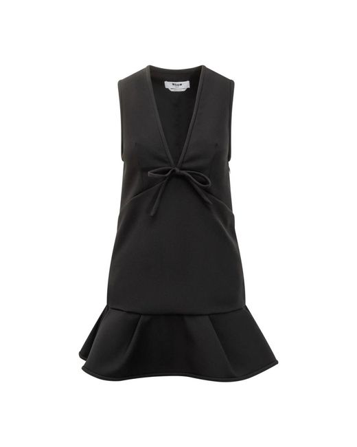 MSGM Cady V-Neck Minidress in het Black