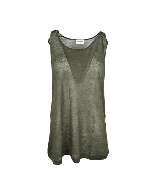 P.A.R.O.S.H. Green Sleeveless Tops