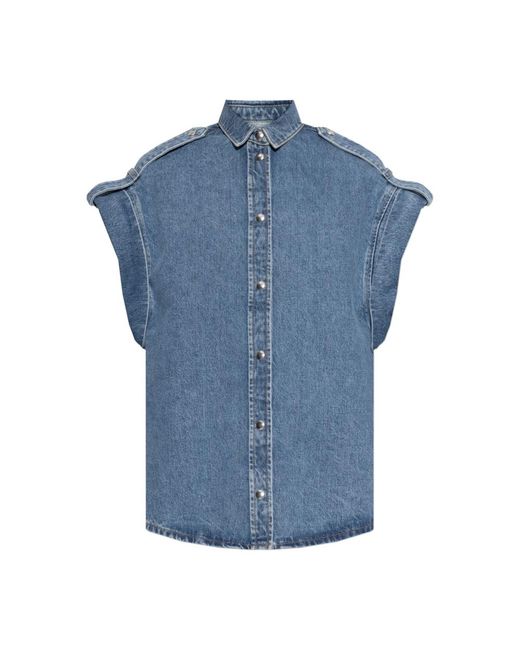 IRO Jassen ,Blauw ,Denim Anglias Denim Vest in het Blue
