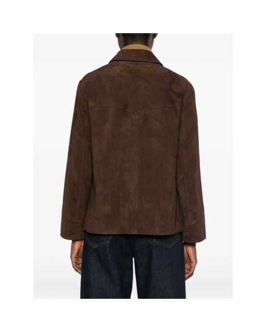 Leather Jackets Tory Burch de color Brown