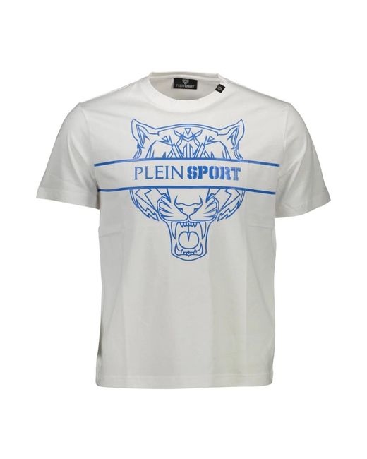 Philipp Plein Fitness ,Wit ,Katoen Short Sleeve T-Shirt in het Blue voor heren