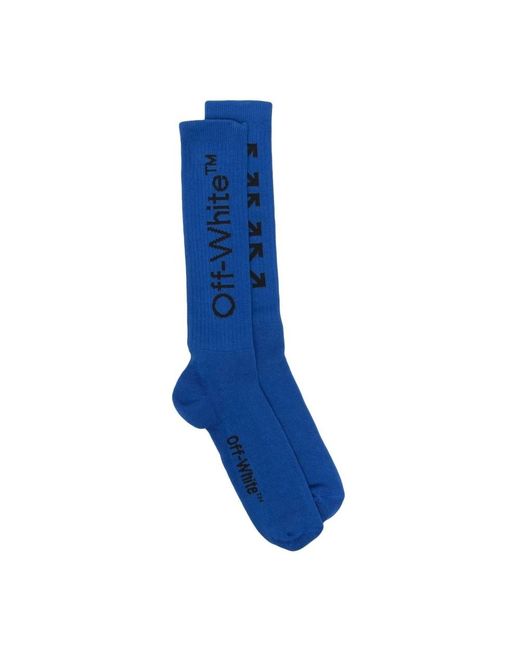 Off-White c/o Virgil Abloh Ondergoed ,Blauw ,Katoen Arrow Logo Mid Socks in het Blue voor heren