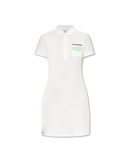 Lacoste White Kleid Mit Logo