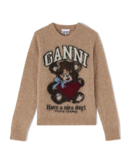 Ganni Brown Round-Neck Knitwear