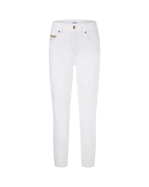 Cambio White Slim-Fit Jeans