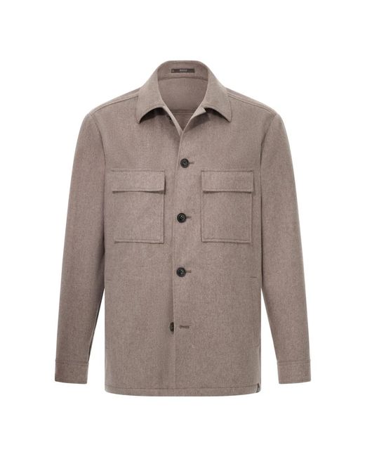 Boggi Jassen ,Grijs ,Kasjmier Kasjmier Link Shirtjas in het Gray voor heren