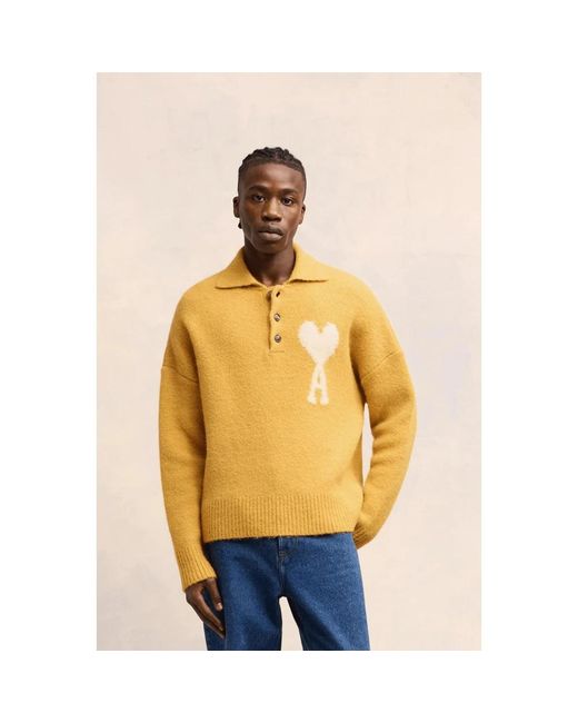 AMI Polo Strick in Yellow für Herren