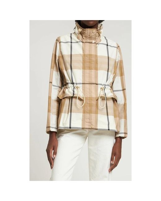 Burberry Natural Checked Drawstring-Waist Jacket