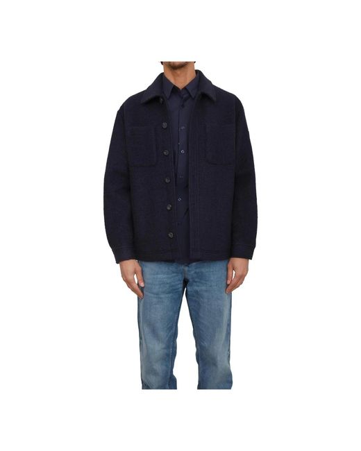 Guess Jassen ,Blauw ,Wol Camicia Manica Lunga in het Blue voor heren