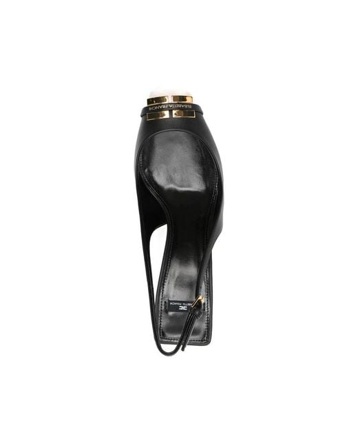 Elisabetta Franchi Black Two-Tone Slingback Stiletto Heels