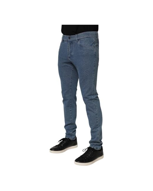 Dolce & Gabbana Blaue Baumwoll-Stretch-Slim-Fit-Denim-Jeans in Blue für Herren