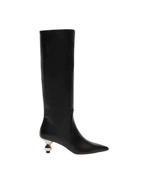 Weekend by Maxmara Geometrische Hoge Hak Leren Laarzen in het Black