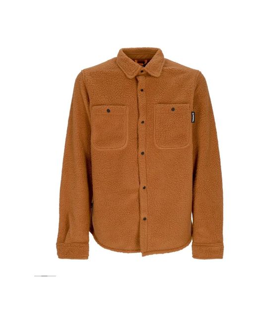 Timberland Jassen ,Bruin ,Polyester Gewatteerd Fleece Overshirt Met Arganolie in het Brown voor heren